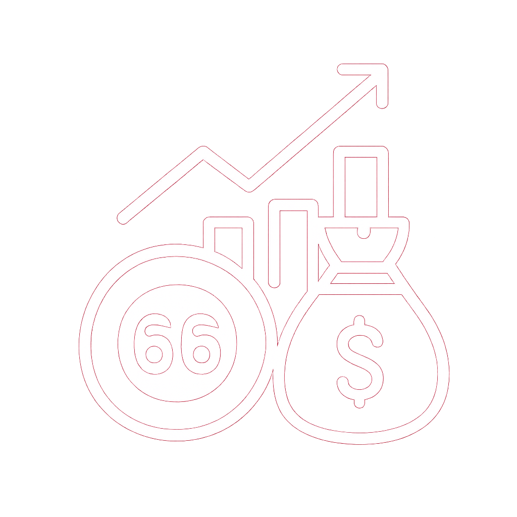 A badge depicting guidelines for 66 Lottery participants.