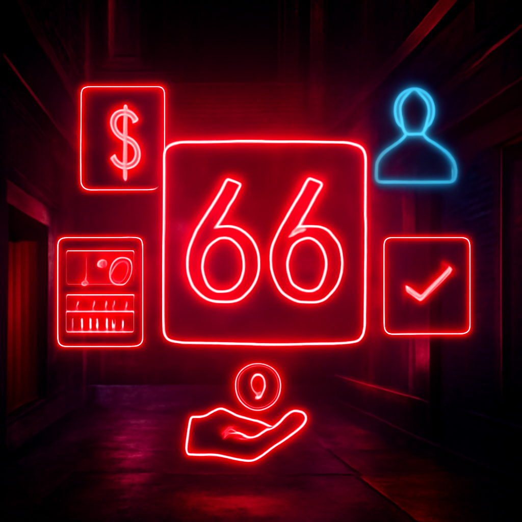 An educational diagram regarding the terms update of the 66 Lottery.