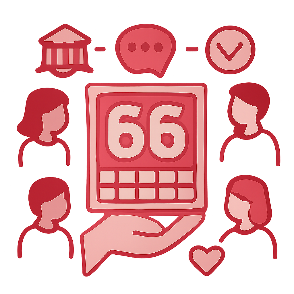 An illustration summarizing guidelines for 66 Lottery participants.