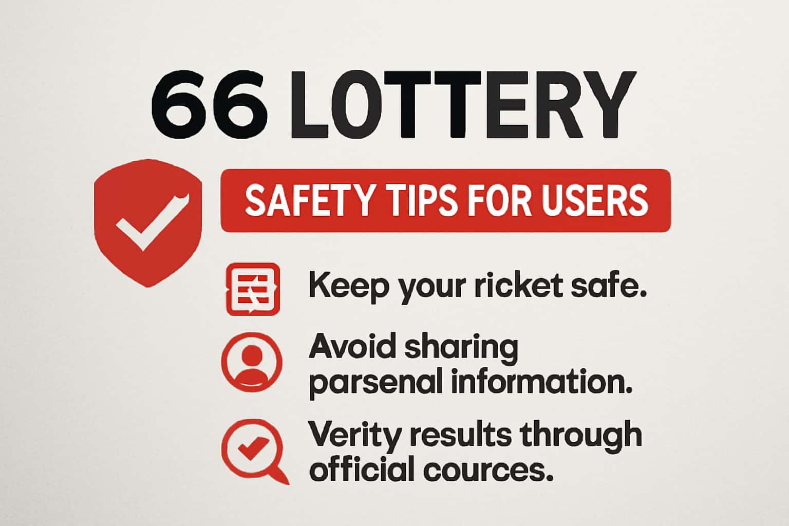 Informational graphic on safety tips for users of 66 Lottery.