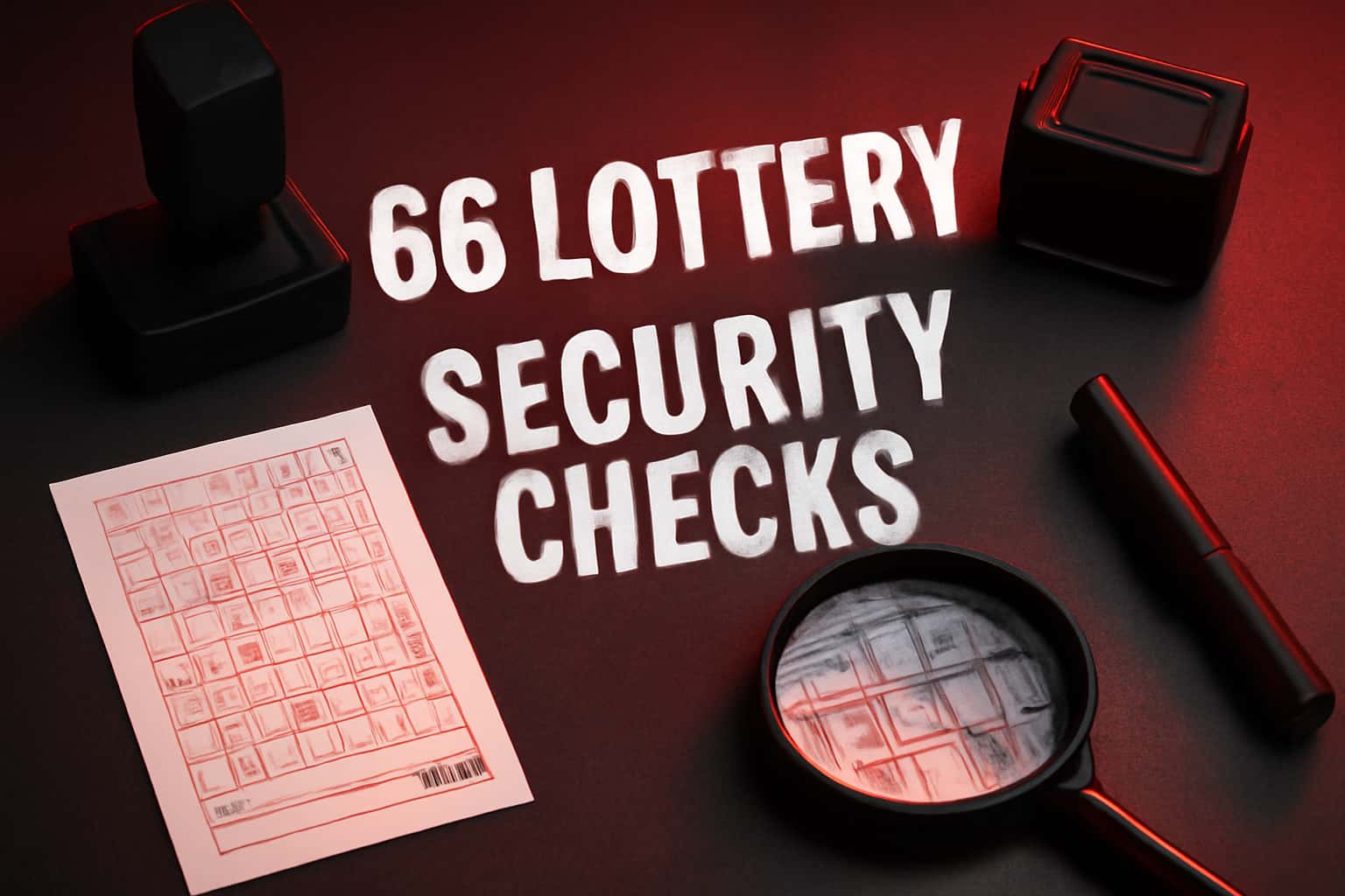 A futuristic visual representation of security checks related to 66 Lottery.