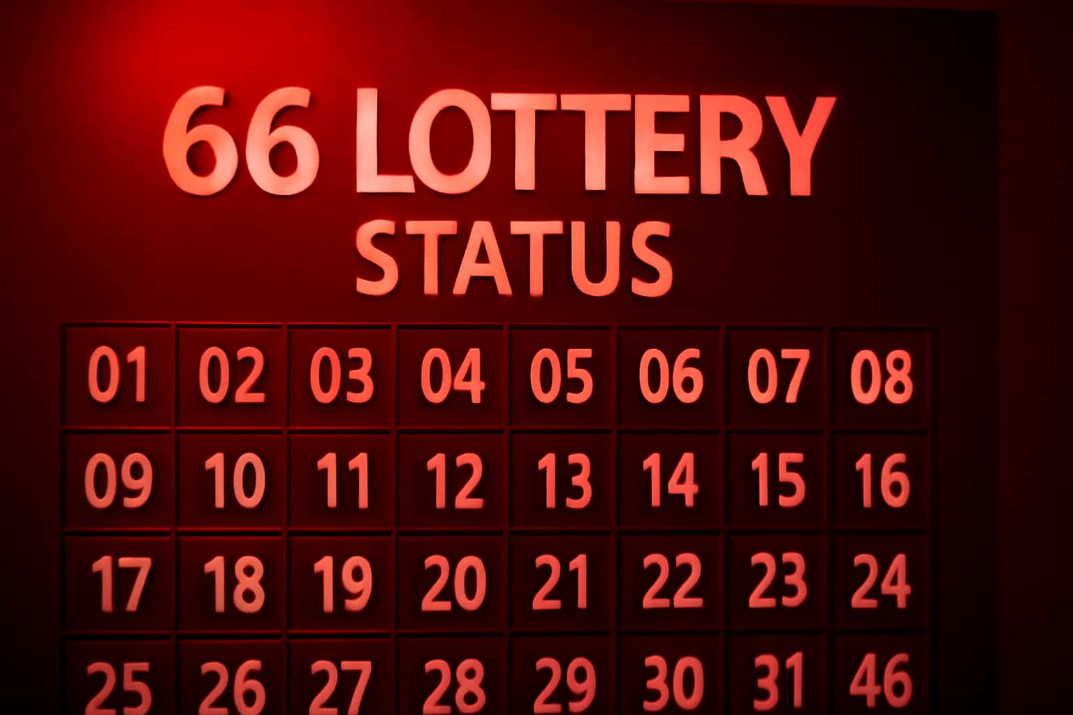 An informational scene highlighting the status of 66 Lottery, showcasing updates and server health.