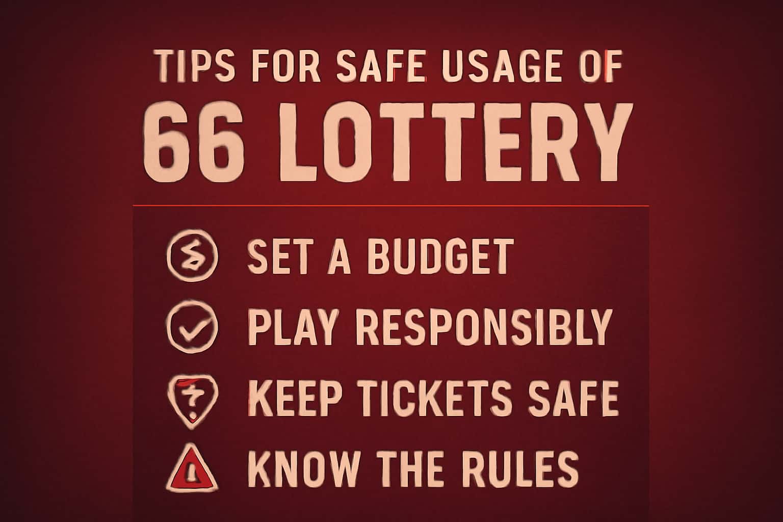 An informational display about safe practices for using the 66 Lottery.