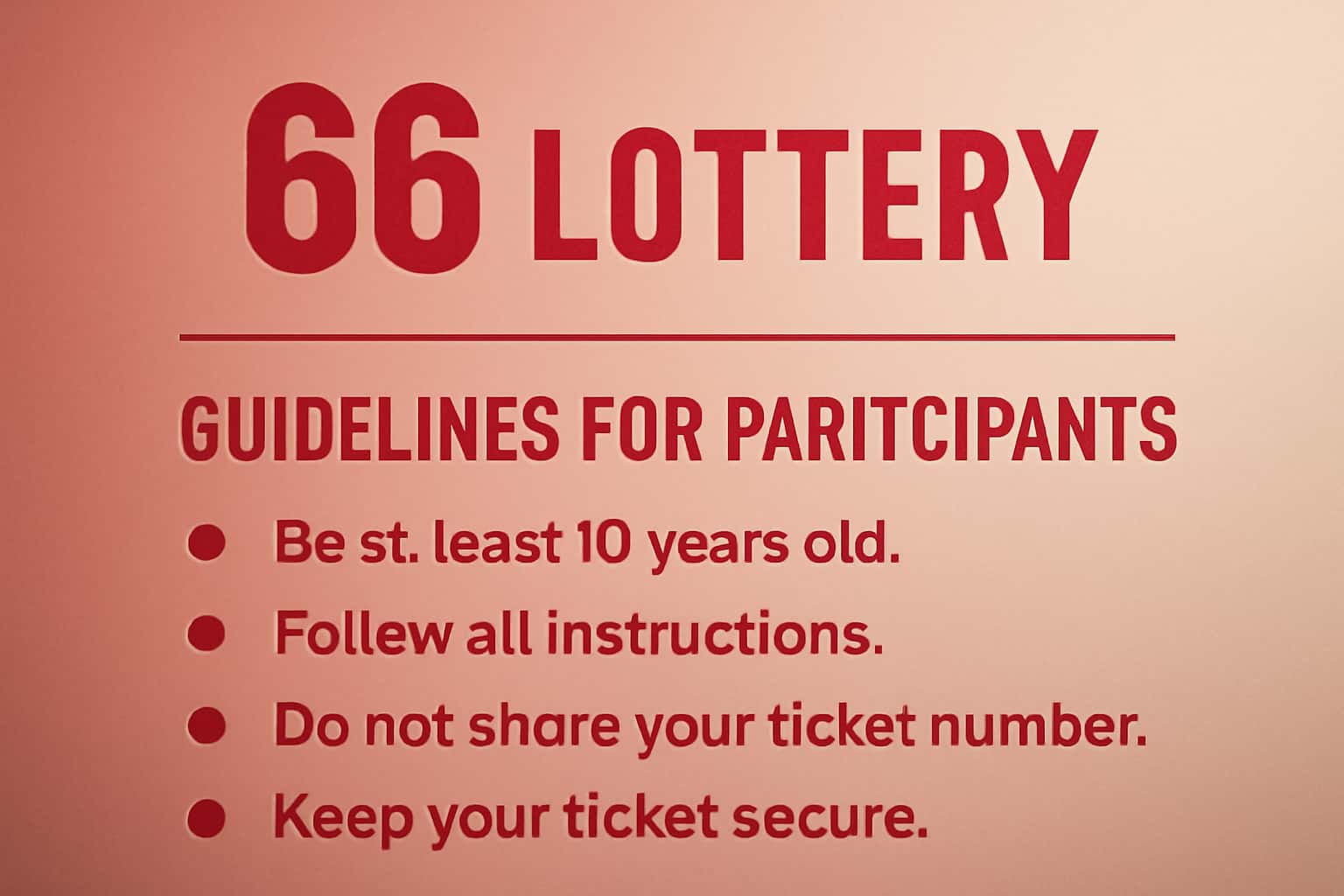 An informational background displaying guidelines for 66 Lottery participants.