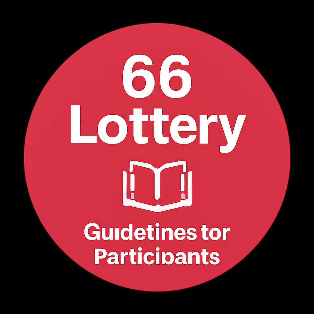 A badge depicting guidelines for 66 Lottery participants.