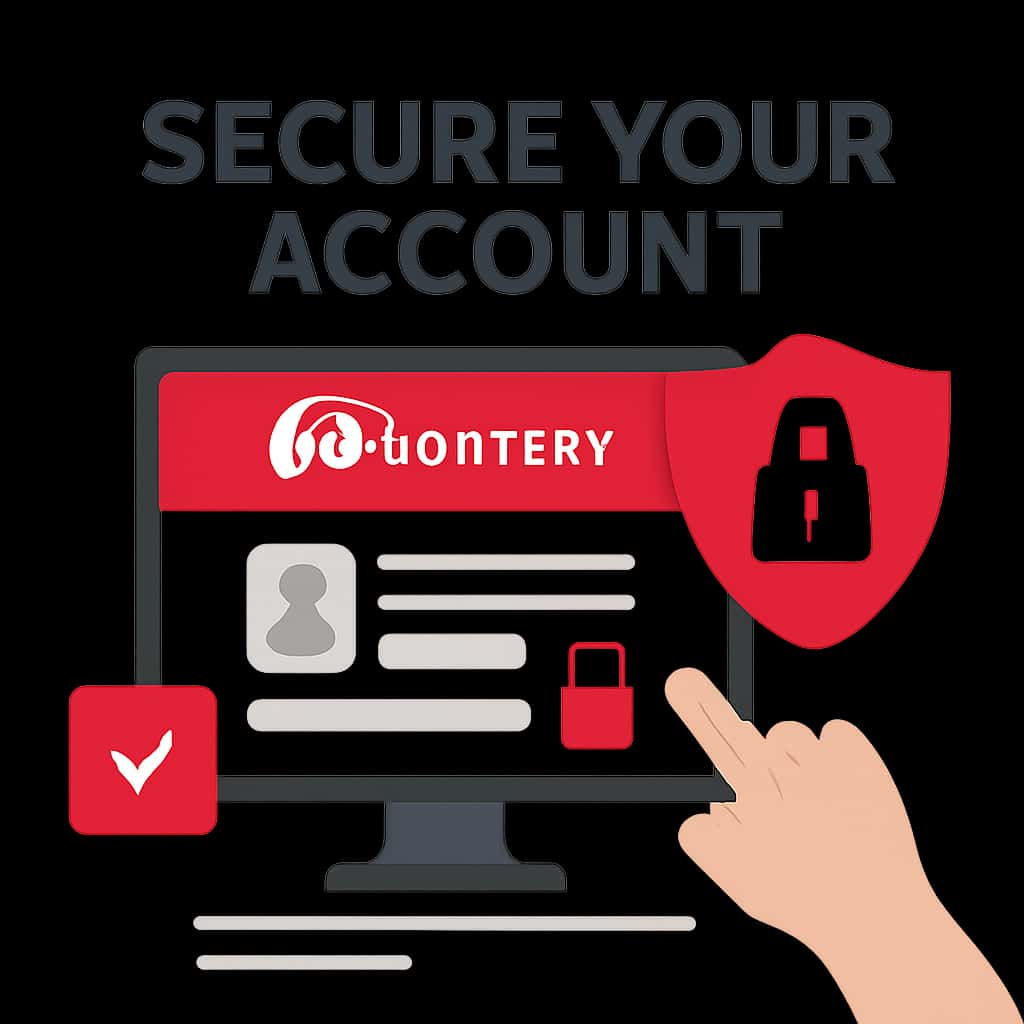 Illustration detailing steps to secure your 66 Lottery account.